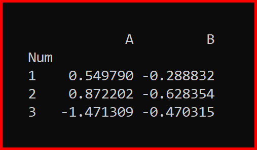Picture showing the output of xs function in pandas